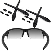 Front view of ToughAsNails replacement rubber kit for Oakley Flak 2.0 XL – Black & Black earsocks and nose pads