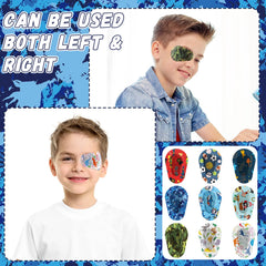 One-time use adhesive eye patches for kids, suitable for up to 8 hours of wear.