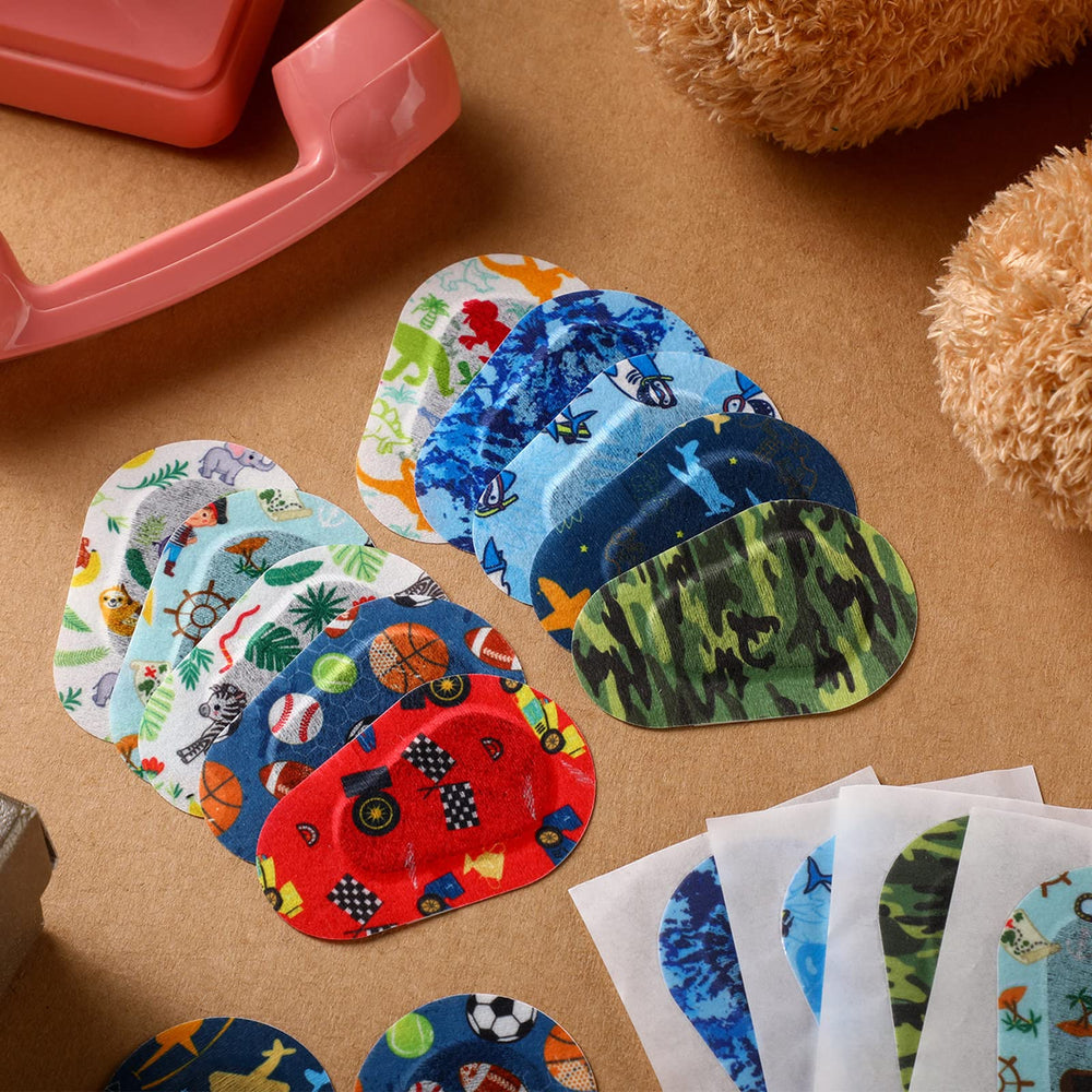 Eye patches designed to block light with comfortable fit for children.