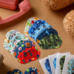 Eye patches designed to block light with comfortable fit for children.