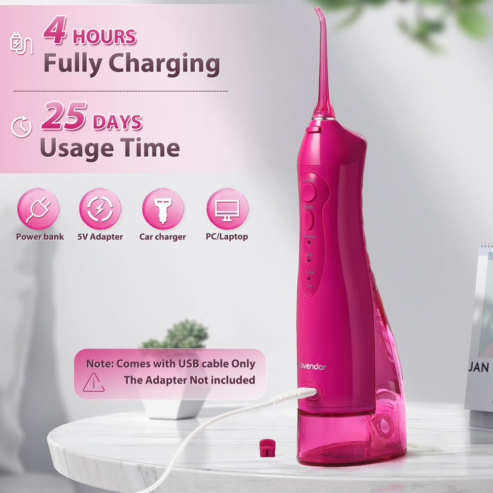 IPX7 waterproof cordless design of Tovendor flosser