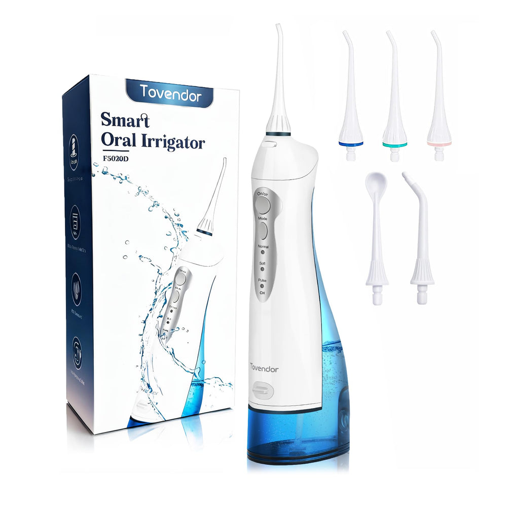 TOVENDOR cordless electric water flosser device on a white background