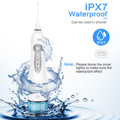 Package contents including flosser and five tips