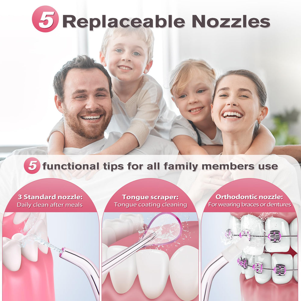 Long-lasting battery and 300ml water tank for full mouth cleanse
