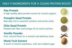 TOZZY vegan pea protein vanilla in-water mix showing a smooth, sugar-free option.