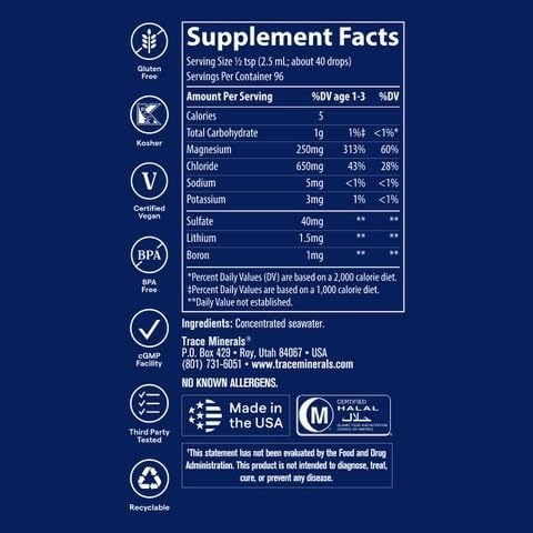 ConcenTrace product formats: drops, powder, tablets, capsules