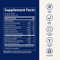 Nutrition facts panel of ConcenTrace tablets