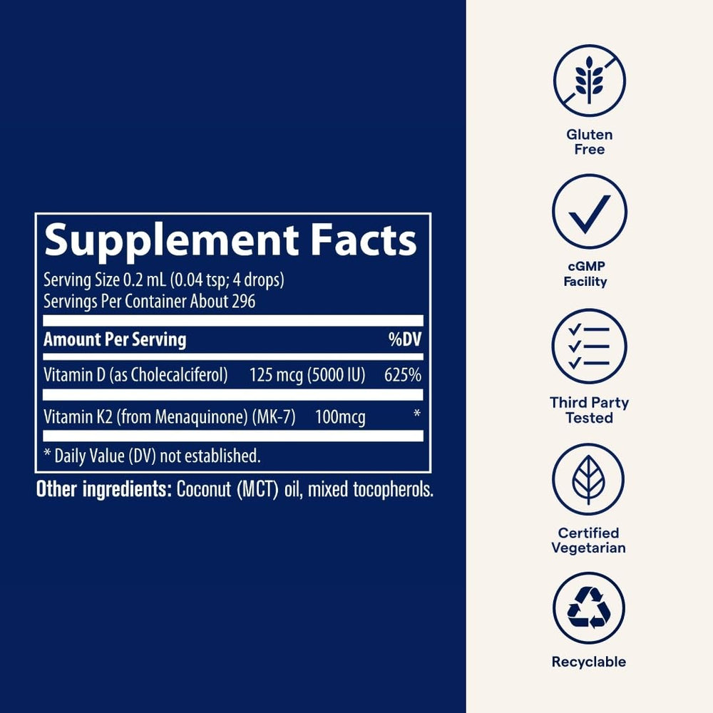 Side view of Trace Minerals Ionic D3+K2 bottle