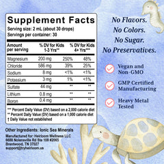 Nutrition panel and minerals list on bottle