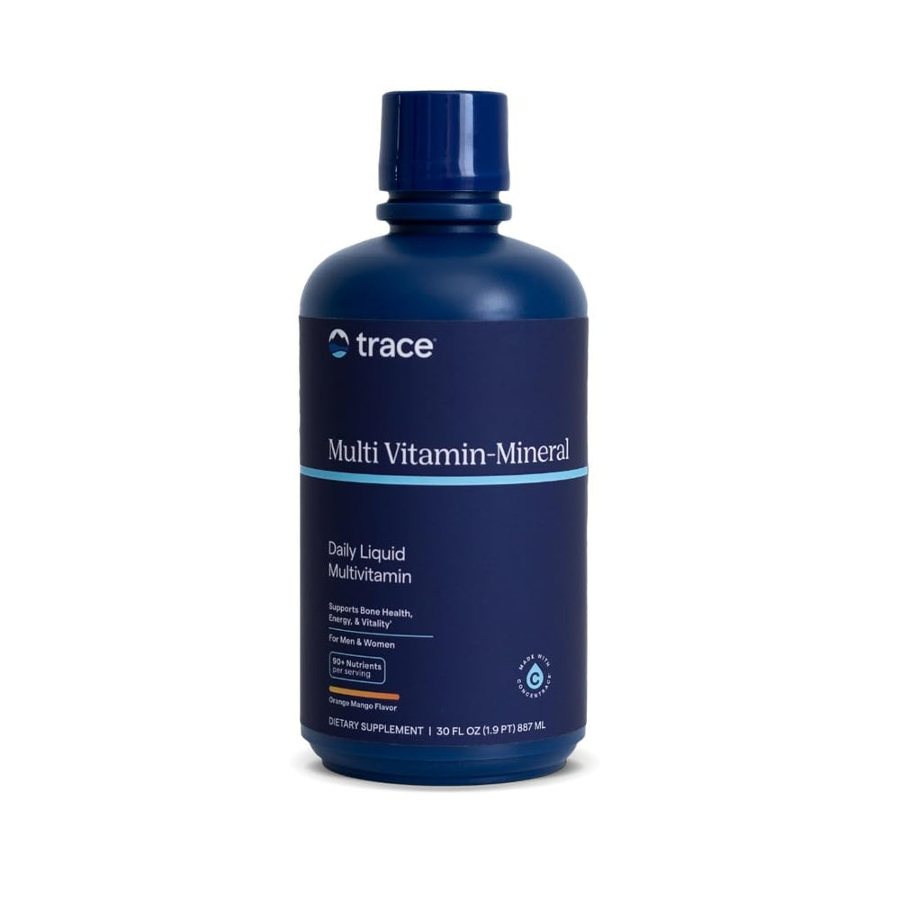 Trace Minerals Liquid Multi Vitamin-Mineral bottle with orange mango flavor, 30 fl oz