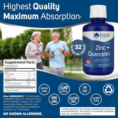 Back label showing supplement facts for Trace Minerals Liquid Zinc Plus Quercetin