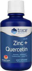 Front view of Trace Minerals Liquid Zinc Plus Quercetin orange mango bottle 16 oz