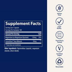 Bottle with 180 servings label in foreground