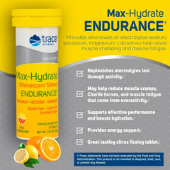 Trace Minerals Max-Hydrate Endurance bottle with citrus flavor for active hydration on-the-go