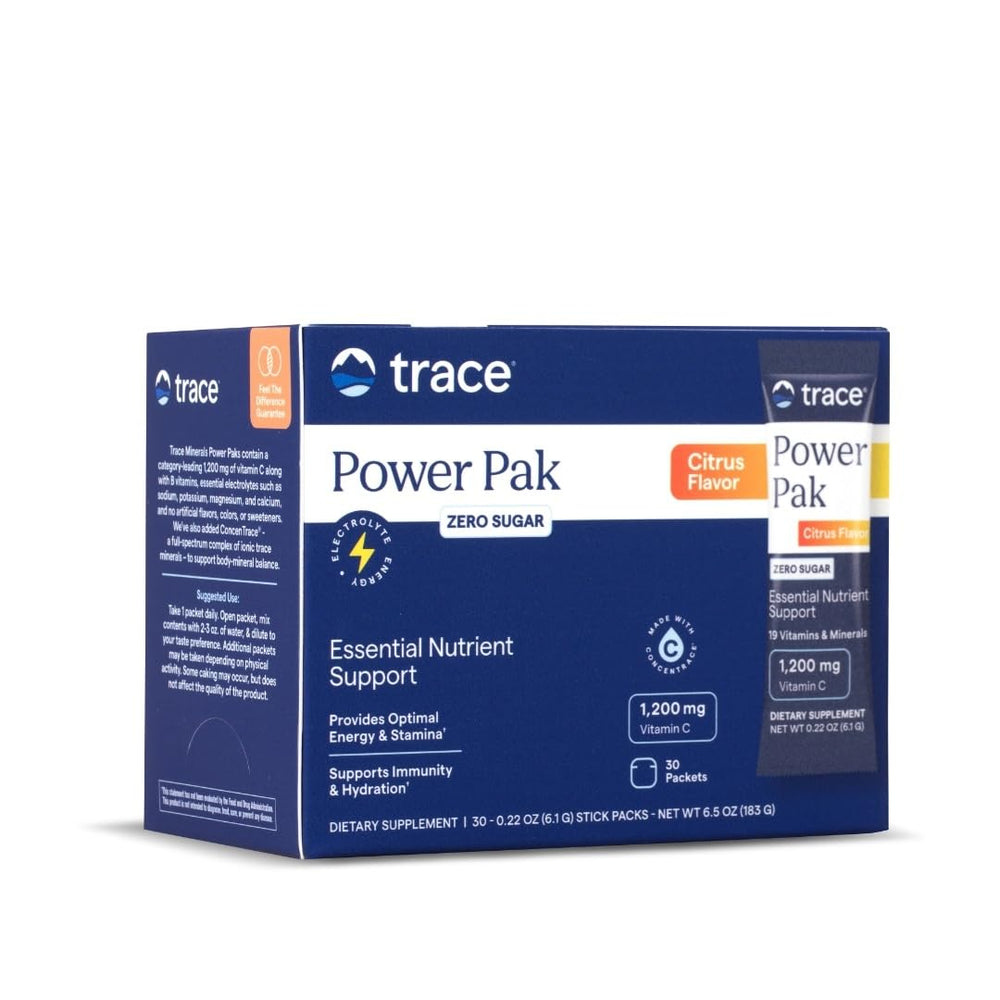 Trace Minerals Power Pak citrus flavor single serving packet front view