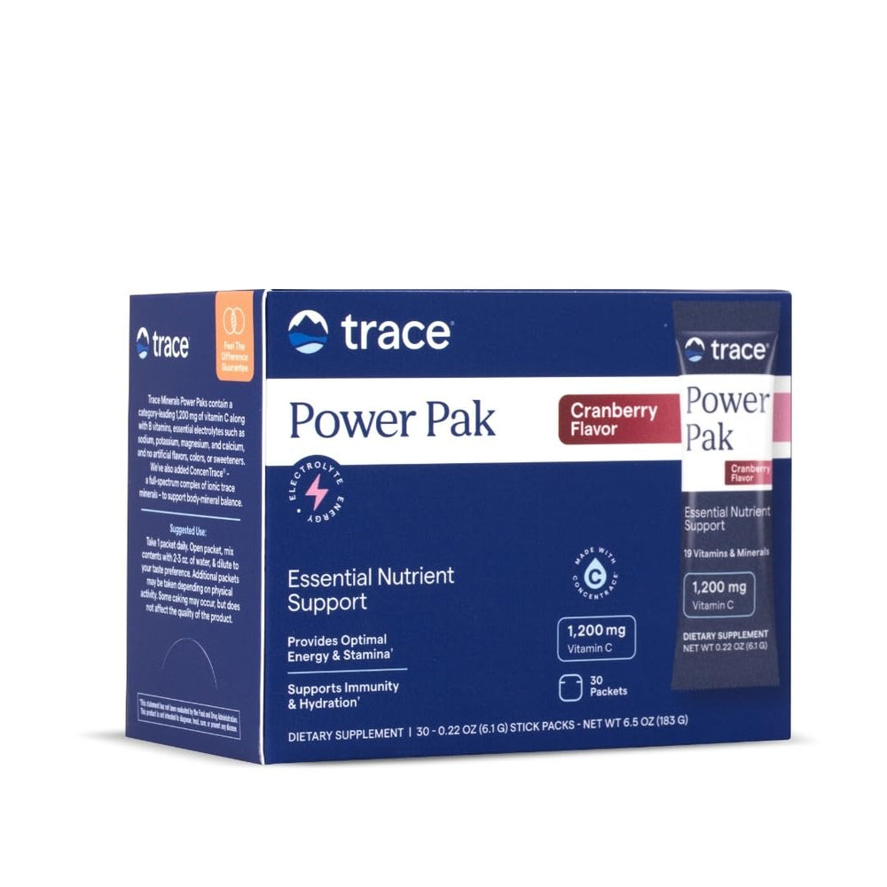 Front view of Trace Minerals Power Pak Cranberry packets