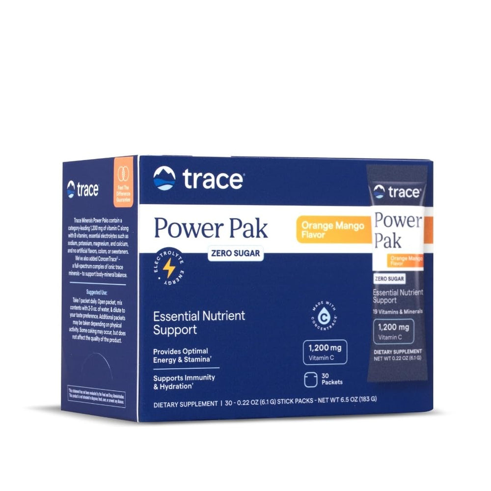 Trace Minerals Power Pak orange mango flavor — 30 single-serving packets