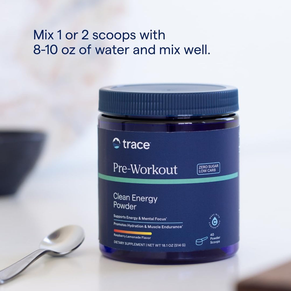 Trace Minerals Pre-Workout USA-sourcing highlights sustainable mineral source.