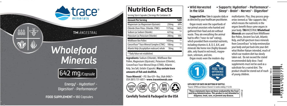 Supplement facts and ingredients overview label