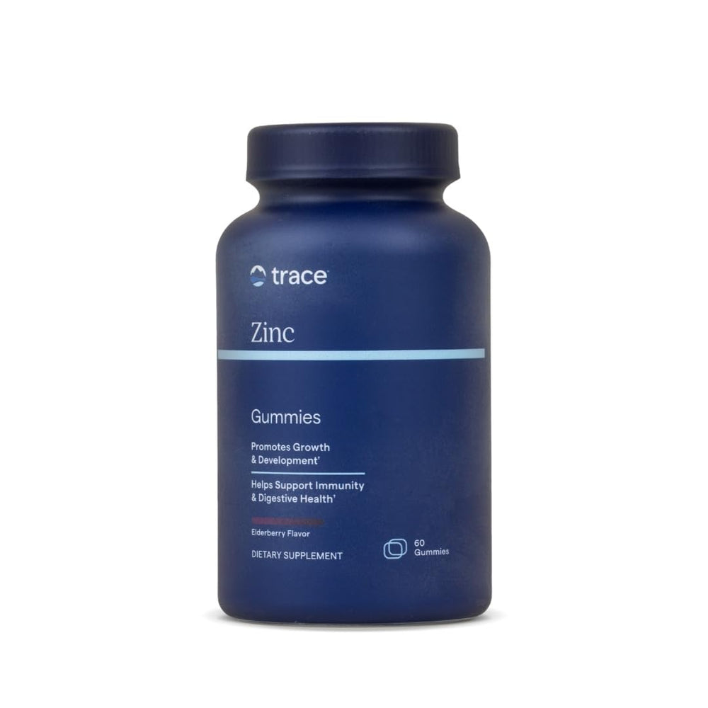 Trace Minerals Zinc Gummies with Elderberry bottle on white background