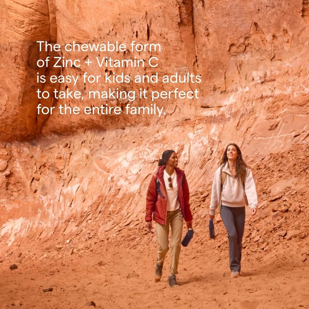 Trace Minerals Zinc Plus Vitamin C chewable bottle with label visible