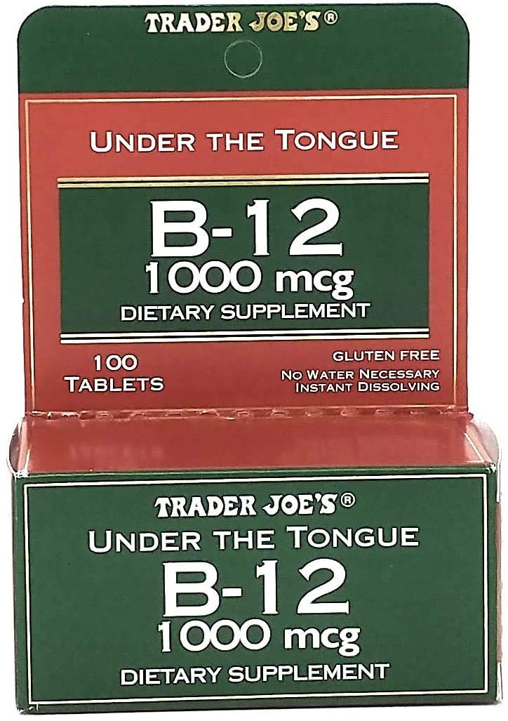 Close-up of Trader Joe's B-12 under-the-tongue tablets