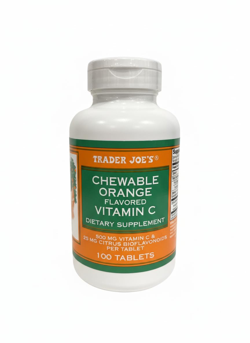 Bottle of Trader Joe's Chewable Orange Vitamin C, 100 tablets