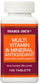 Bottle label of Trader Joe's Multi Vitamin & Mineral Antioxidant 100 Tablets