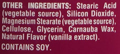 Back label with supplement facts and ingredients