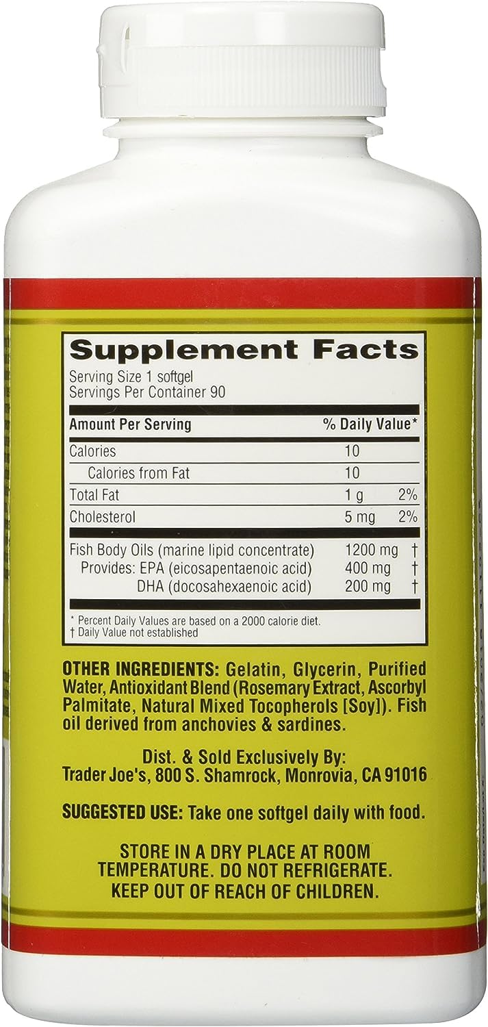 Label showing 600mg EPA & DHA per serving