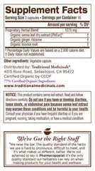 Packaging icons indicating organic ingredients and vegan friendly
