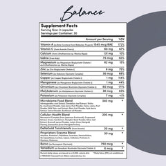 Illustration of immunity, energy, and digestion benefits of Tranont Balance