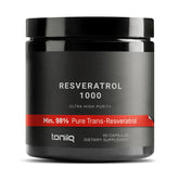 Bottle of Trans-Resveratrol 1000mg capsules with label