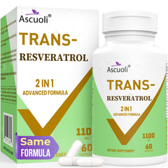 Bottle front view of 99% Ultra Purity Trans-Resveratrol 1100mg – 60 capsules