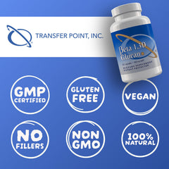 Back label with supplement facts of Transfer Point Beta Glucan