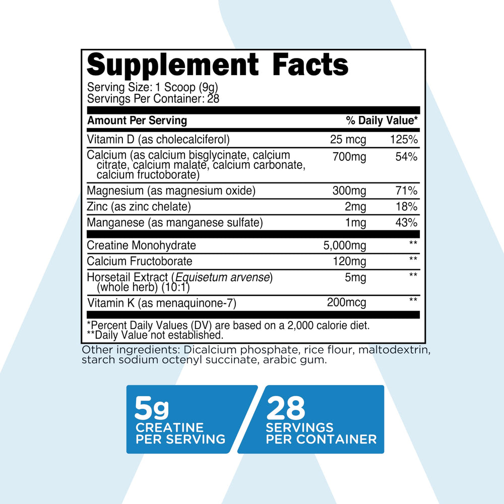 Serving scoop showing 5 g of creatine monohydrate