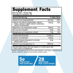 Serving scoop showing 5 g of creatine monohydrate