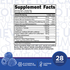 TransformHQ Energy & Focus blue raspberry mixed in water for refreshing sustained energy