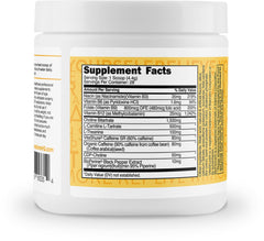 Close-up of TransformHQ Peach Mango label showcasing non-GMO, gluten-free.