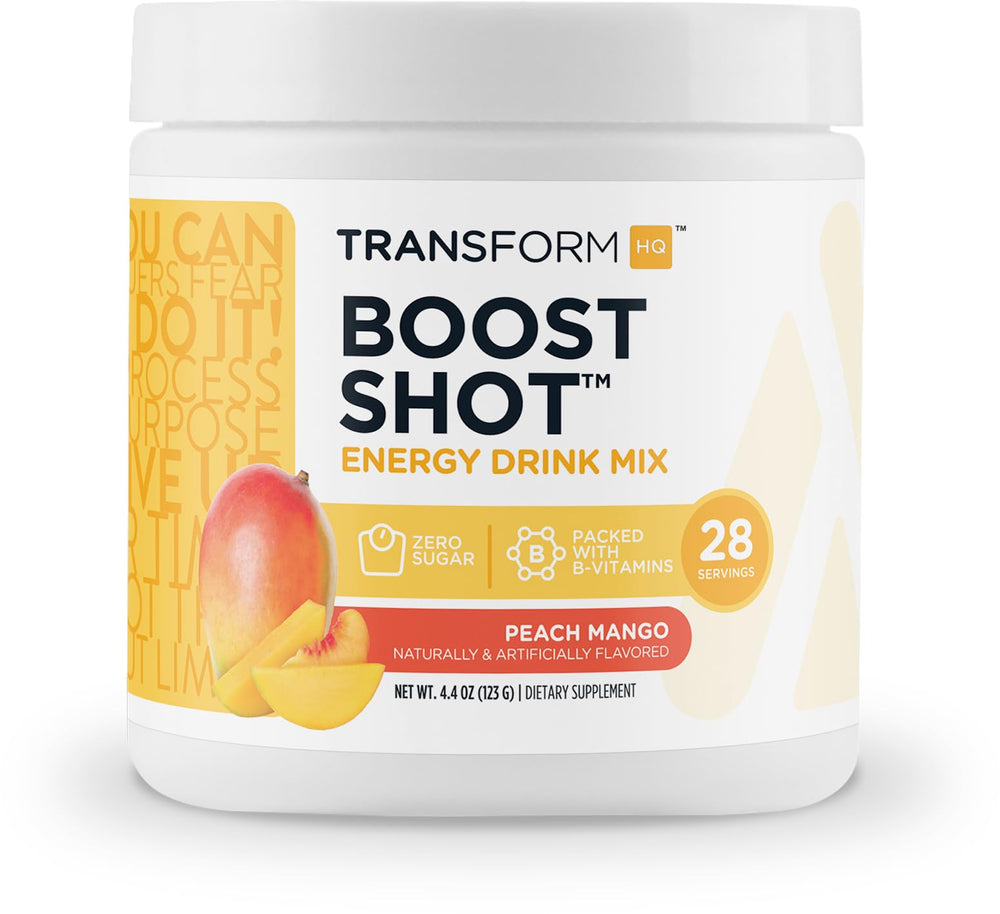 TransformHQ Energy & Focus peach mango tub for clean energy.