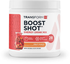 TransformHQ energy & focus powder tub front signals a sugar-free energy boost for busy days.