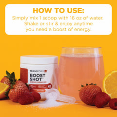 TransformHQ Energy & Focus ingredients bottle highlights B vitamins and choline blend.