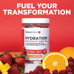 TransformHQ Hydration Drink Mix active outdoor scene highlights on-the-go hydration during sports.