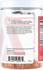 TransformHQ Hydration Drink Mix single-serving packet close-up suggests simple, mess-free mixing.