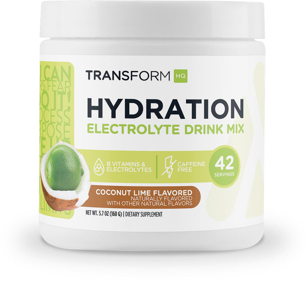 TransformHQ hydration electrolyte coconut lime scoop enables easy daily hydration on the go.