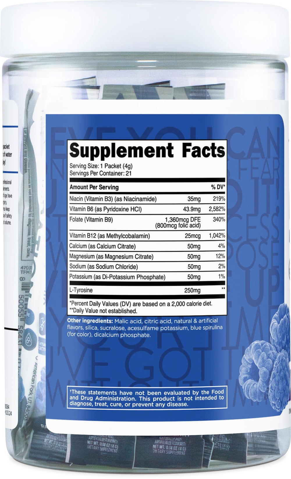 TransformHQ Hydration pour into water showing quick dissolve and refreshing color.