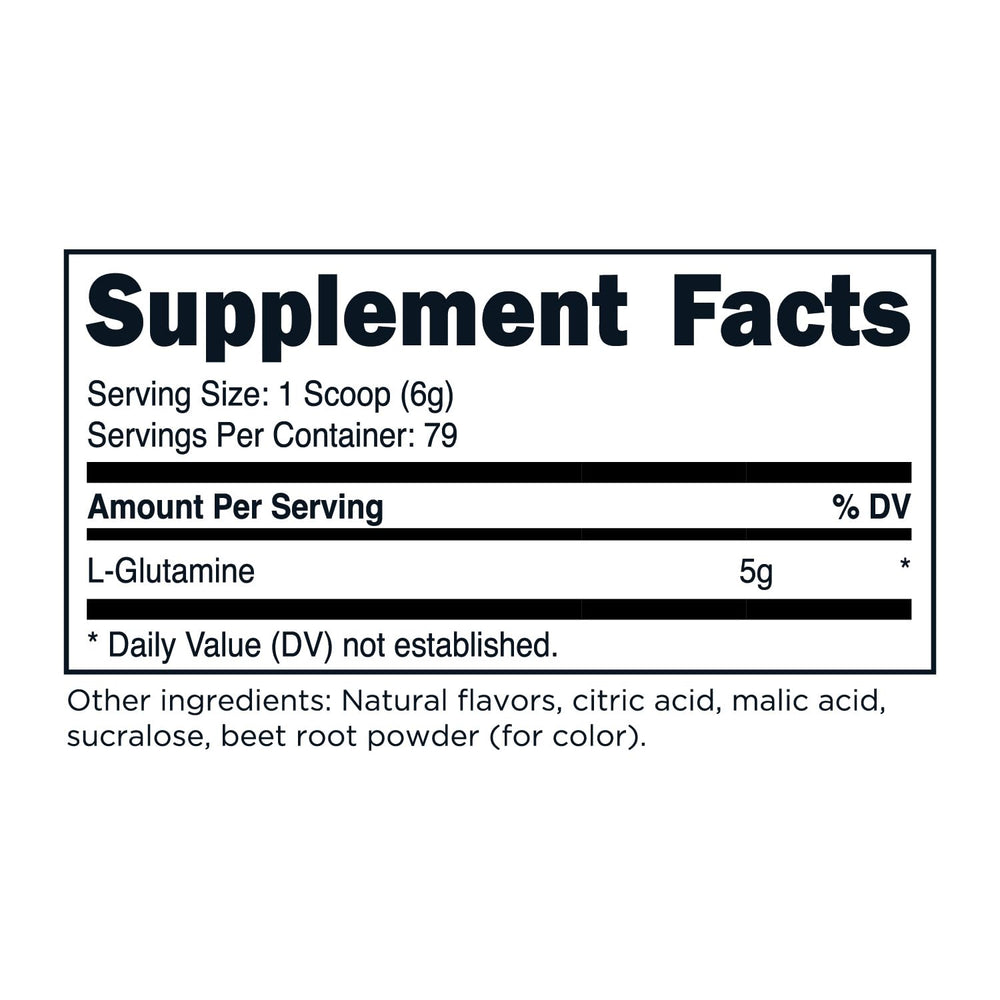 Serving scoop with TransformHQ L-Glutamine Powder Strawberry Lemonade