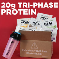 TransformHQ meal replacement packs seven flavors highlighted by the variety box for versatile daily nutrition