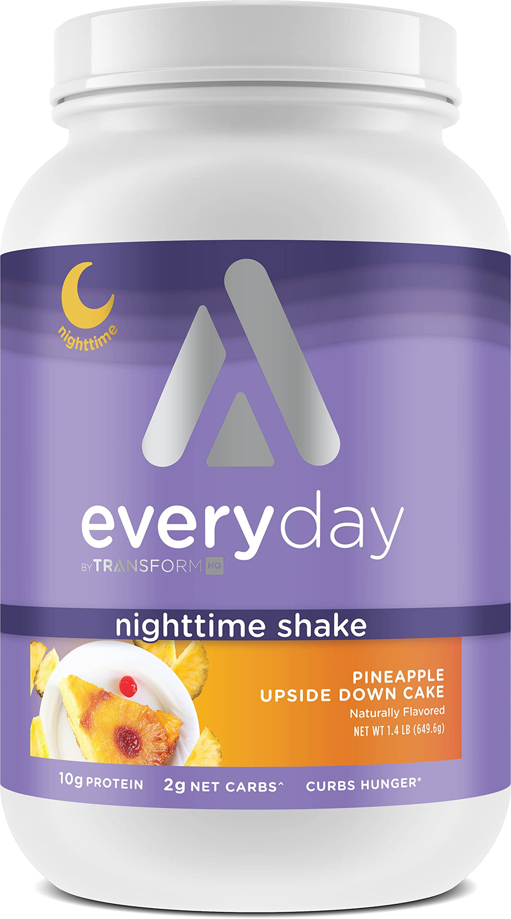 TransformHQ Nighttime Shake Pineapple Upside Down Cake flavor bottle and label