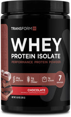 TransformHQ Whey Protein Isolate Chocolate canister front view